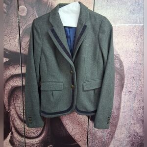LOFT Gray Blazer with Navy Accents